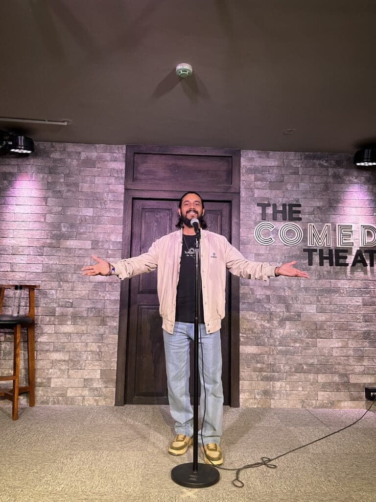 Akash doing stand up comedy